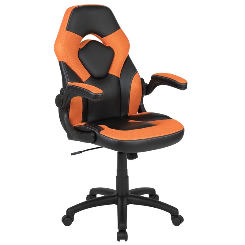 Flash Furniture 2 Piece Z-Frame Gaming Desk Set in Red and Orange