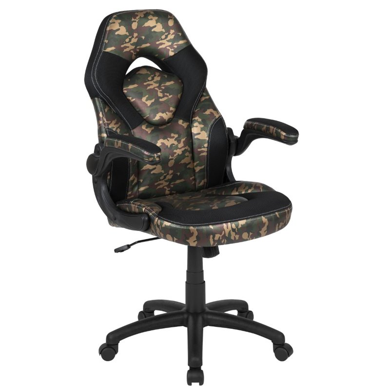 Flash Furniture 2 Piece Gaming Desk Set in Black and Camouflage