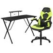 Flash Furniture 2 Piece Gaming Desk Set with Monitor Stand in Black and Green