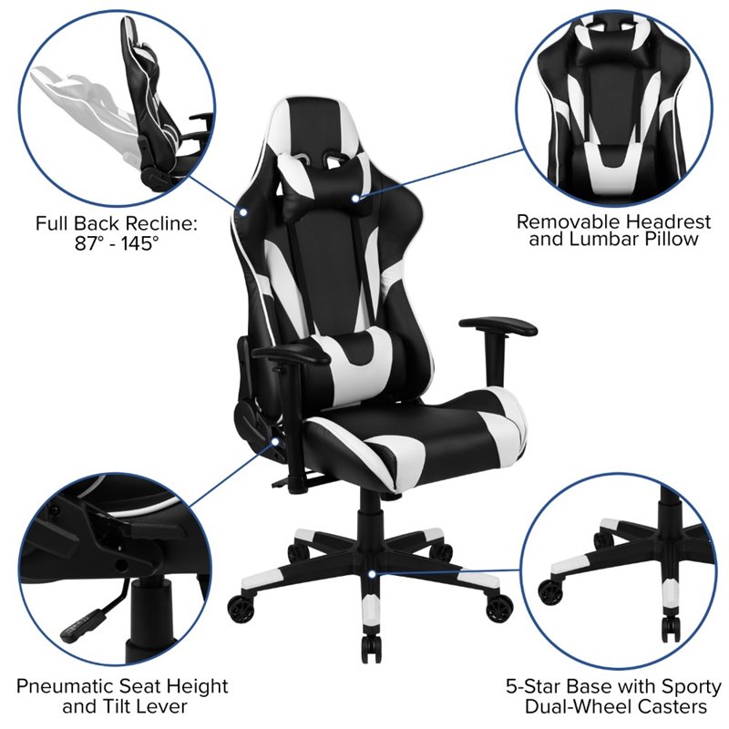 Flash Furniture Gaming Desk and Reclining Swivel Chair in Black