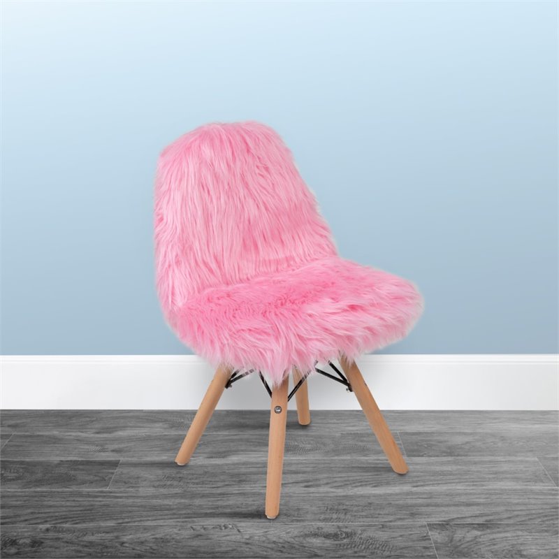 Flash Furniture Shaggy Dog Kids Playroom Chair in Light Pink