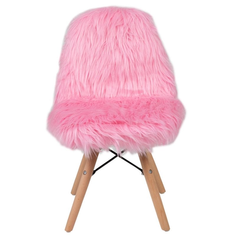 Flash Furniture Shaggy Dog Kids Playroom Chair in Light Pink