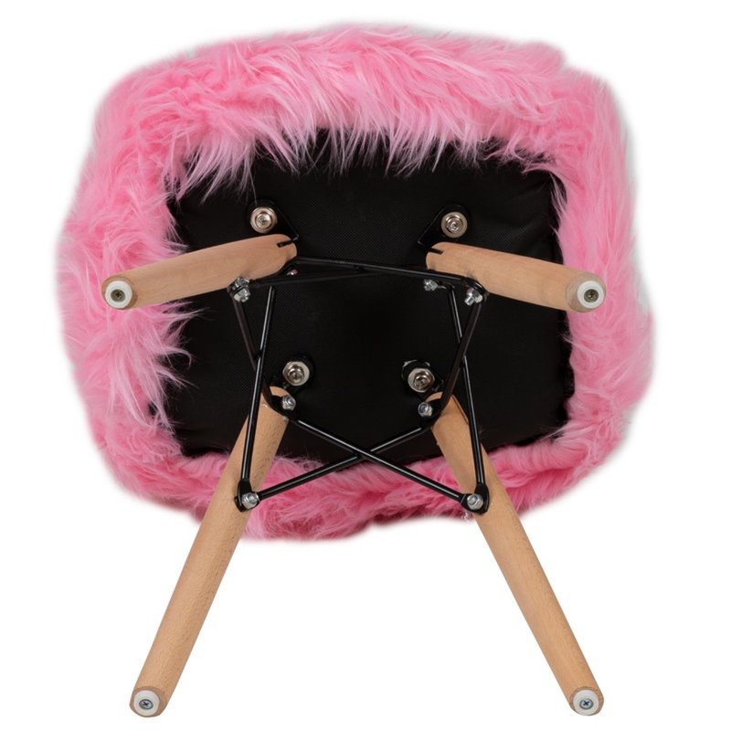 Flash Furniture Shaggy Dog Kids Playroom Chair in Light Pink