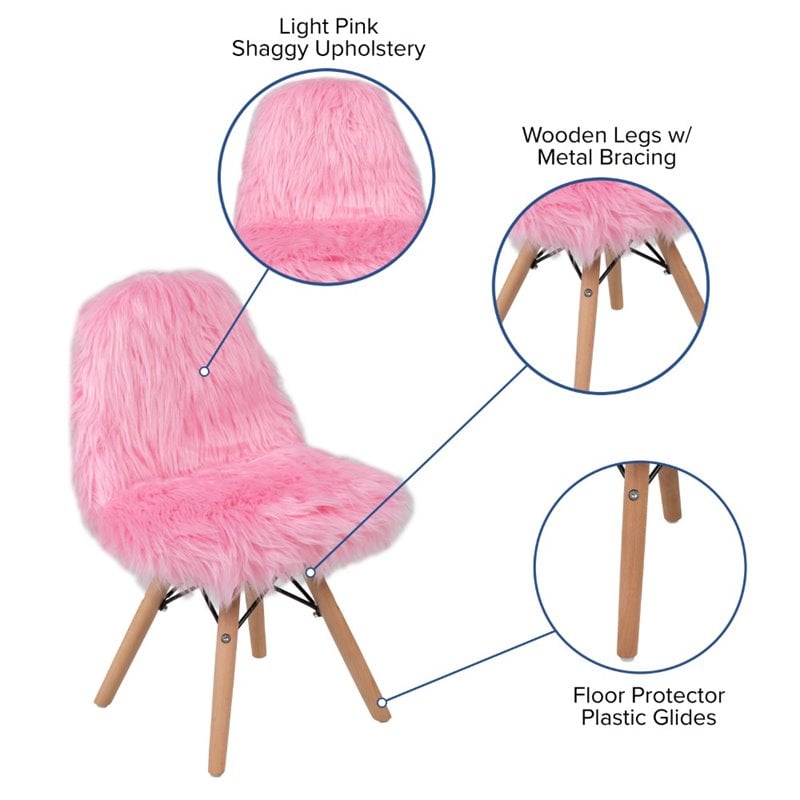 Flash Furniture Shaggy Dog Kids Playroom Chair in Light Pink