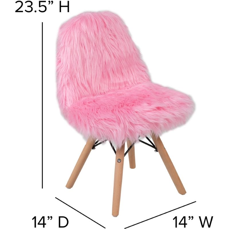 Flash Furniture Shaggy Dog Kids Playroom Chair in Light Pink