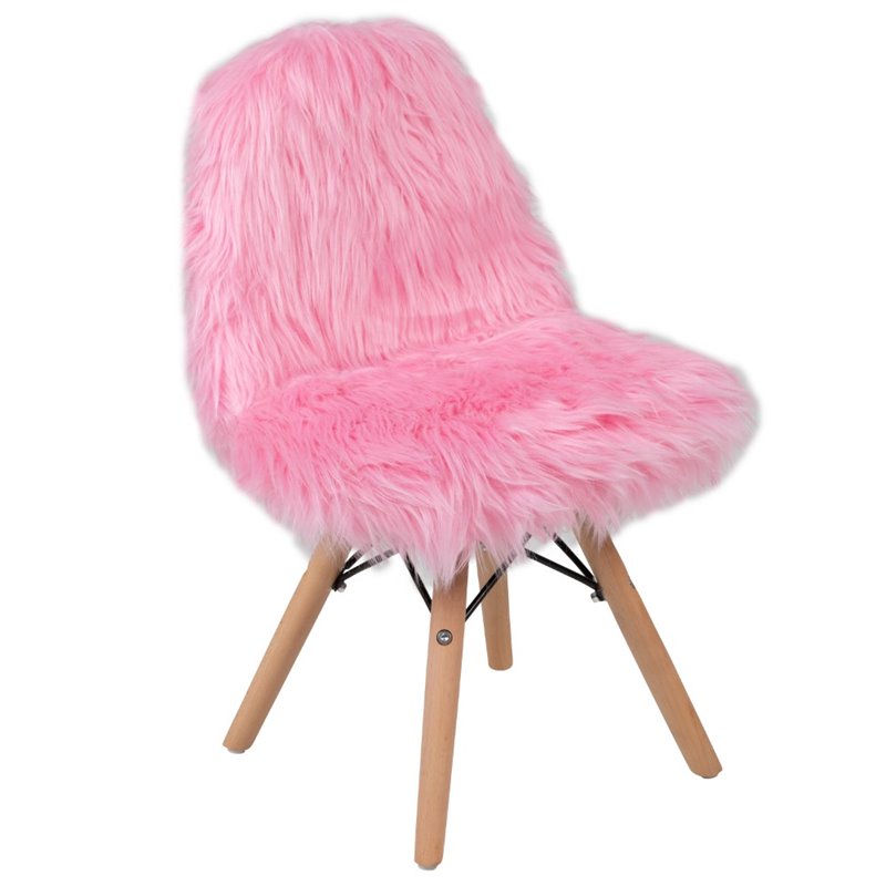 Flash Furniture Shaggy Dog Kids Playroom Chair in Light Pink