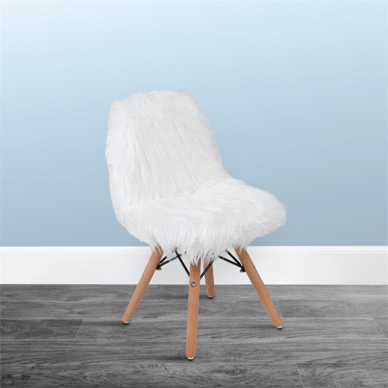 Flash Furniture Shaggy Dog Kids Playroom Chair in White