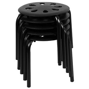 Flash Furniture 11.5&quot Plastic Nesting Stack Stool in Black (Set of 5)