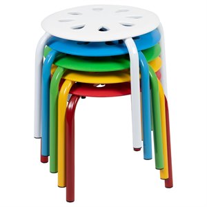 Flash Furniture 5 Piece 11.5&quot Plastic Multicolored Nesting Stack Stool Set