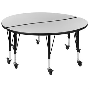 Flash Furniture 2 Piece 48&quot Round Wood Mobile Adjustable Activity Table in Gray