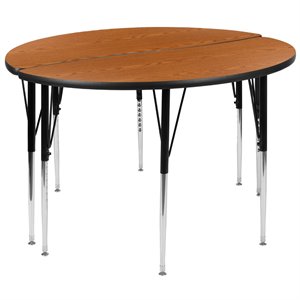 Flash Furniture 2 Piece 48&quot Round Wood Top Adjustable Activity Table in Oak