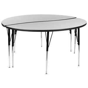 Flash Furniture 2 Piece 60&quot Oval Wood Top Adjustable Activity Table in Gray