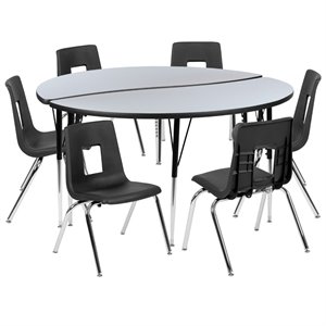 flash furniture wood top activity table set in gray with 16