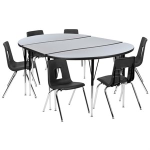 flash furniture wood top activity table set in gray with 18