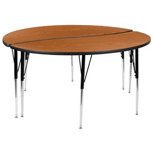 Flash Furniture 2 Piece 60&quot Oval Wood Top Adjustable Activity Table in Oak