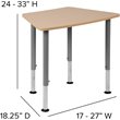 Flash Furniture Hexagonal Collaborative Adjustable Student Desk in Natural
