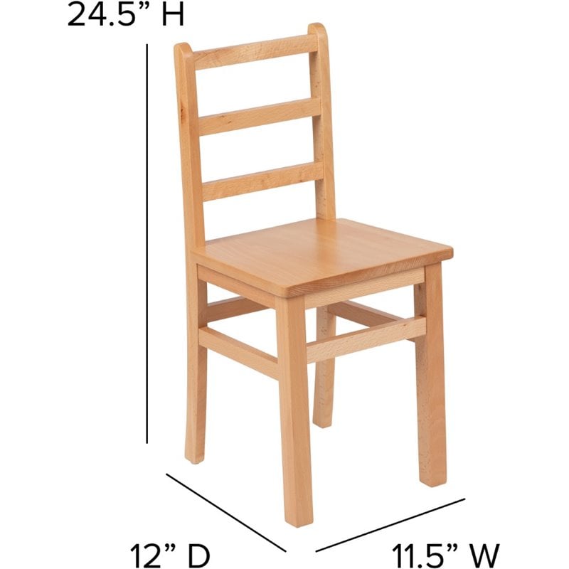 Flash Furniture 3 Piece Solid Wood Kids Table and Chair Set in Natural