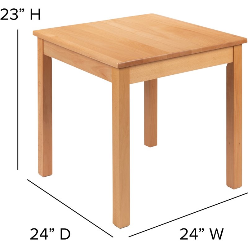 Flash Furniture 3 Piece Solid Wood Kids Table and Chair Set in Natural