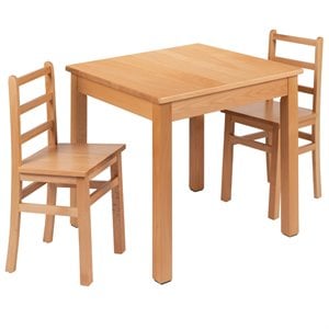 flash furniture 3 piece solid wood kids table and chair set in natural