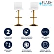Flash Furniture Adjustable Faux Leather Bar Stool in White and Gold (Set of 2)