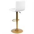 Flash Furniture Adjustable Faux Leather Bar Stool in White and Gold (Set of 2)