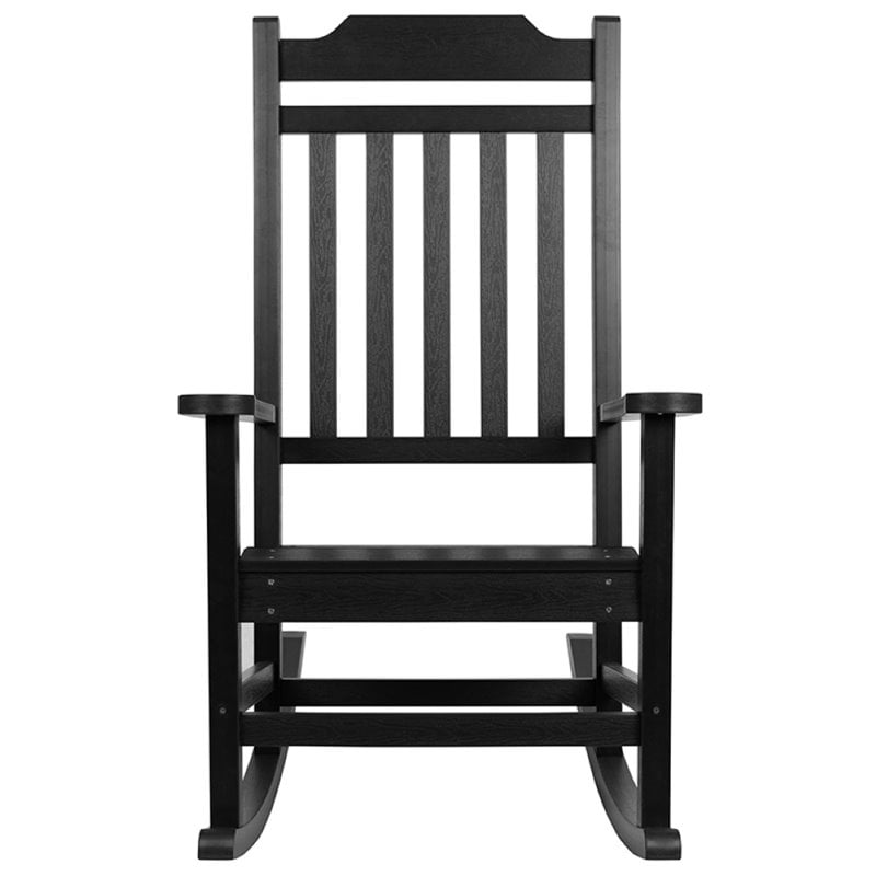 Flash Furniture Winston All-Weather Patio Rocking Chair in Black (Set of 2)