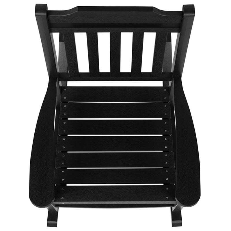 Flash Furniture Winston All-Weather Patio Rocking Chair in Black (Set of 2)