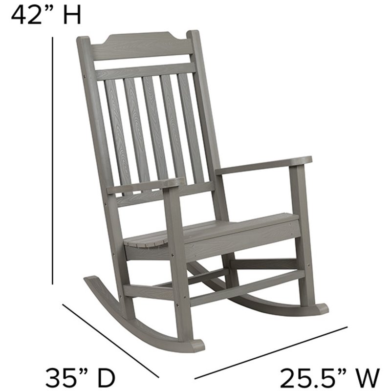 Flash Furniture Winston All-Weather Patio Rocking Chair in Gray (Set of 2)