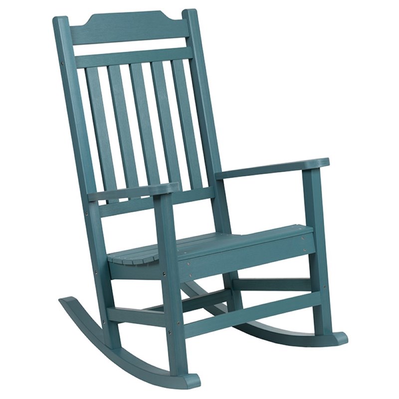 Flash Furniture Winston All-Weather Patio Rocking Chair in Teal (Set of 2)