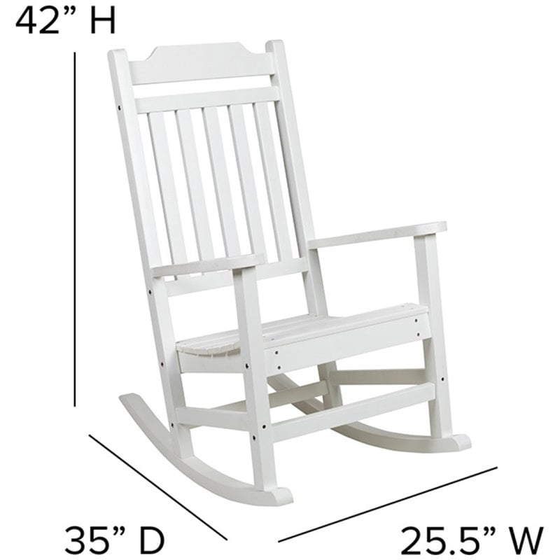 Flash Furniture Winston All-Weather Patio Rocking Chair in White (Set of 2)