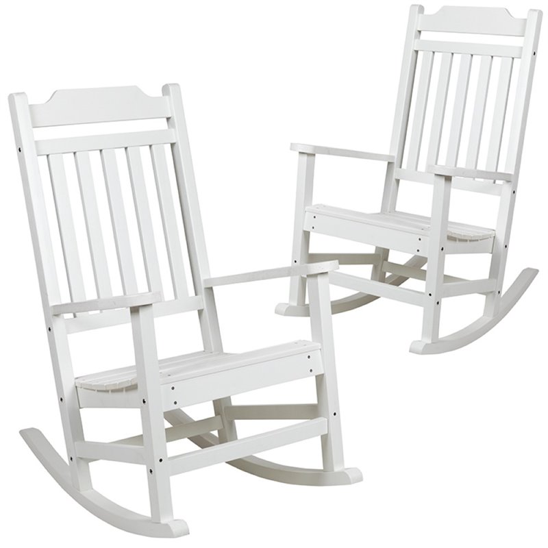 Flash Furniture Winston All Weather, White Patio Rocking Chair Set