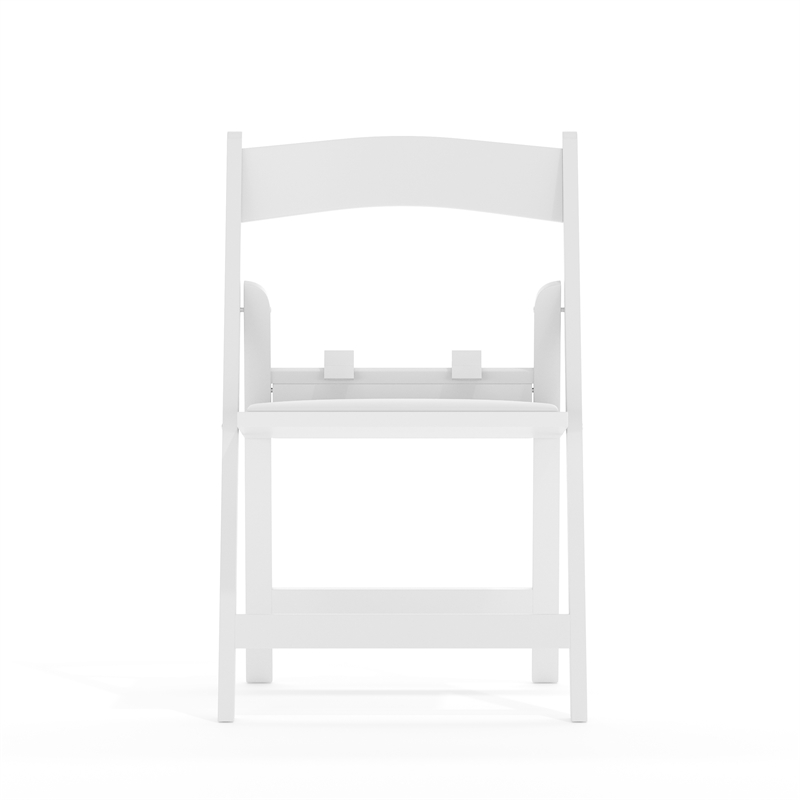 Flash Furniture Kids Resin Vinyl Padded Seat Folding Chair in White (Set of 2)