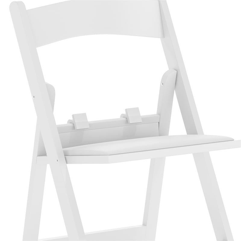 Flash Furniture Kids Resin Vinyl Padded Seat Folding Chair in White (Set of 2)
