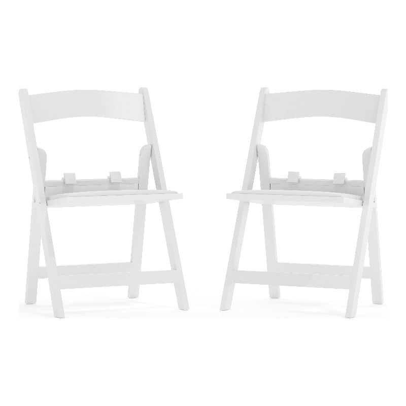 Flash Furniture Kids Resin Vinyl Padded Seat Folding Chair in White (Set of 2)