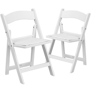 flash furniture kids resin vinyl padded seat folding chair in white (set of 2)