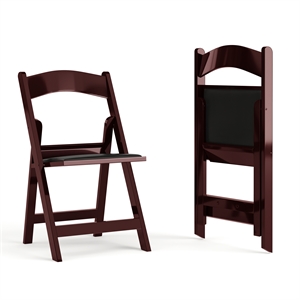 Flash Furniture Hercules Vinyl Padded Seat Folding Chair in Mahogany (Set of 2)
