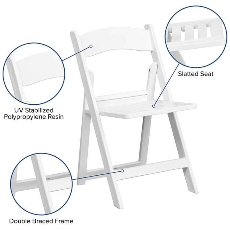 Flash Furniture Hercules Resin Folding Chair in White (Set of 2)