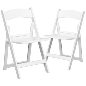 Flash Furniture Hercules 2 Pack 800 lb. Capacity White Resin Folding Chair with Slatted Seat