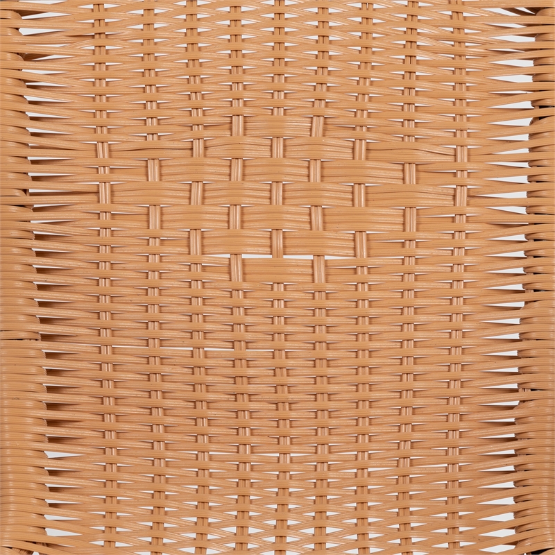 Flash Furniture Rattan Stacking Restaurant Dining Arm Chair in Beige (Set of 2)