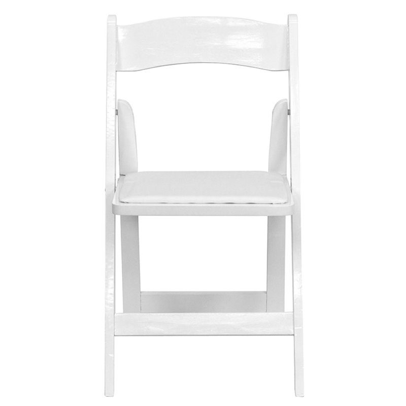 Flash Furniture Hercules Wooden Vinyl Seat Folding Chair in White (Set of 2)