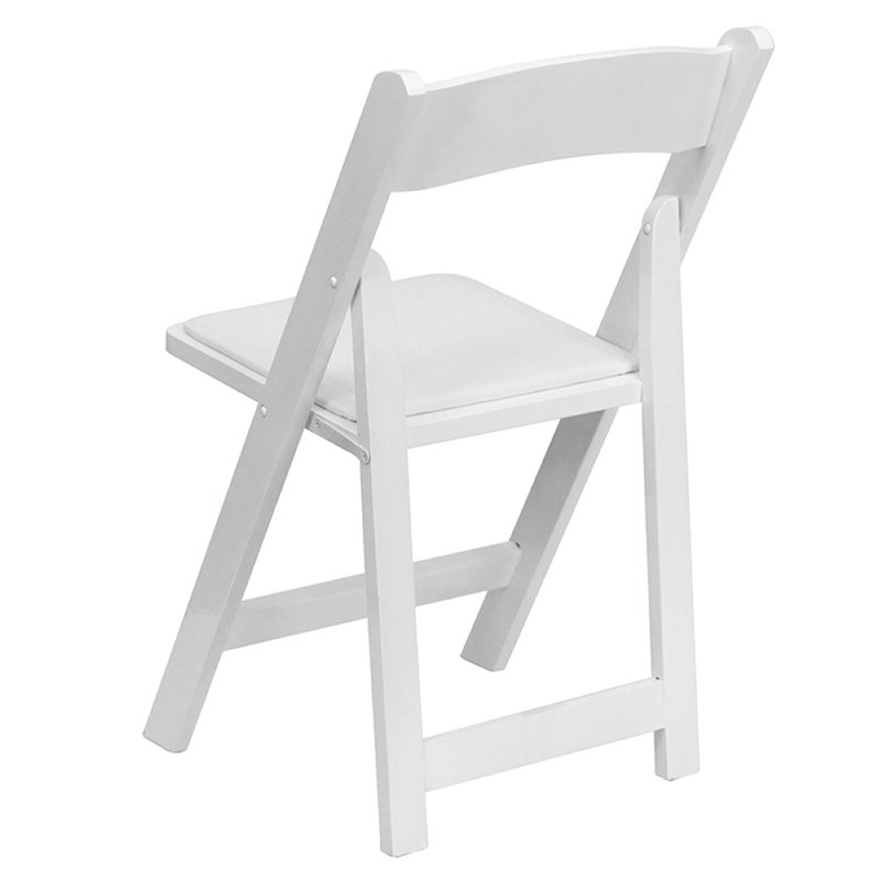 Flash Furniture Hercules Wooden Vinyl Seat Folding Chair in White (Set of 2)