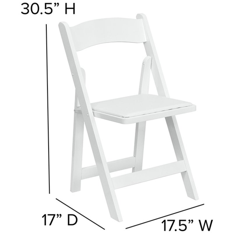 Flash Furniture Hercules Wooden Vinyl Seat Folding Chair in White (Set of 2)