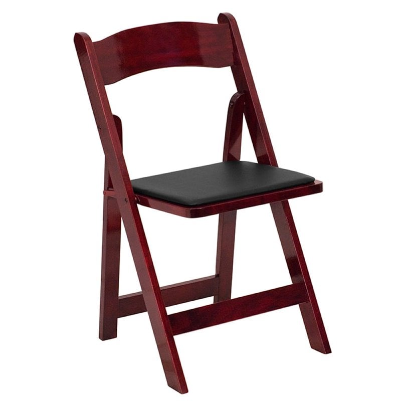 Flash Furniture Hercules Wooden Vinyl Seat Folding Chair in Mahogany (Set of 2)