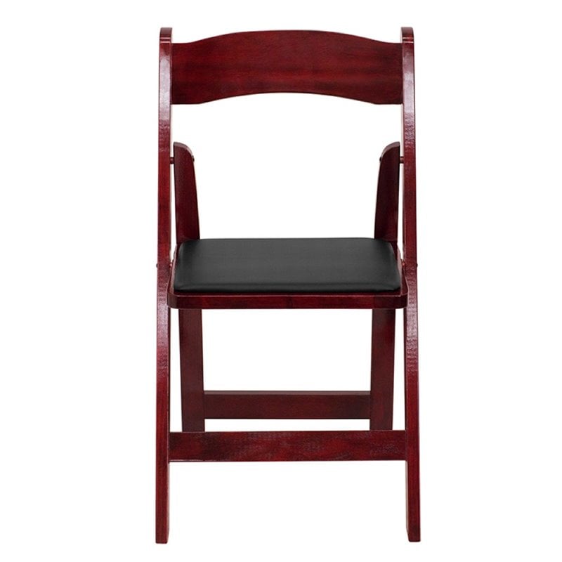 Flash Furniture Hercules Wooden Vinyl Seat Folding Chair in Mahogany (Set of 2)