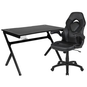 Flash Furniture Gaming Desk and Racing Swivel Chair Set in Black