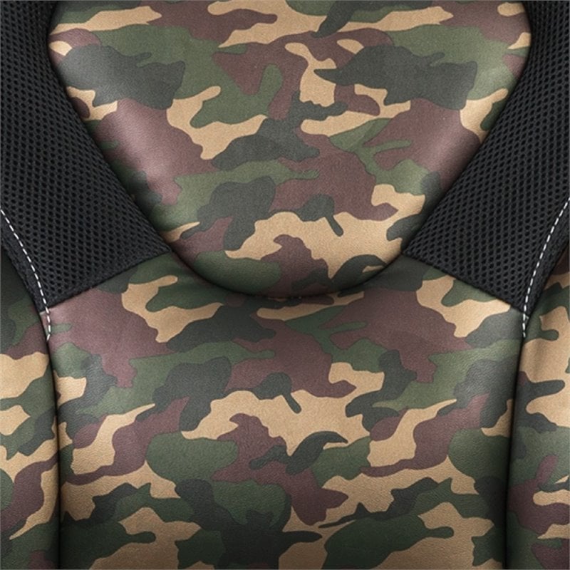 Flash Furniture Gaming Desk and Racing Swivel Chair Set in Black and Camouflage