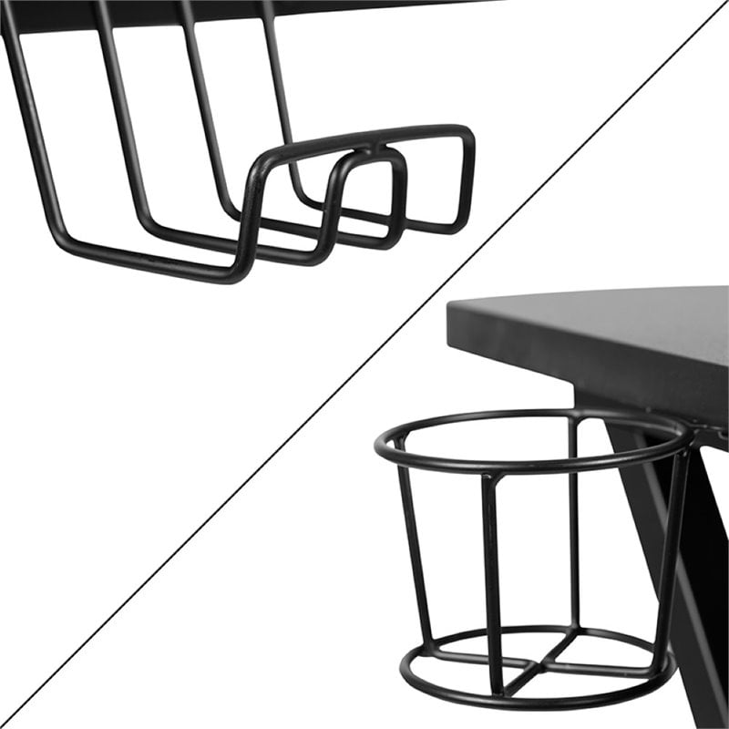 Flash Furniture Gaming Desk and Racing Swivel Chair Set in Black