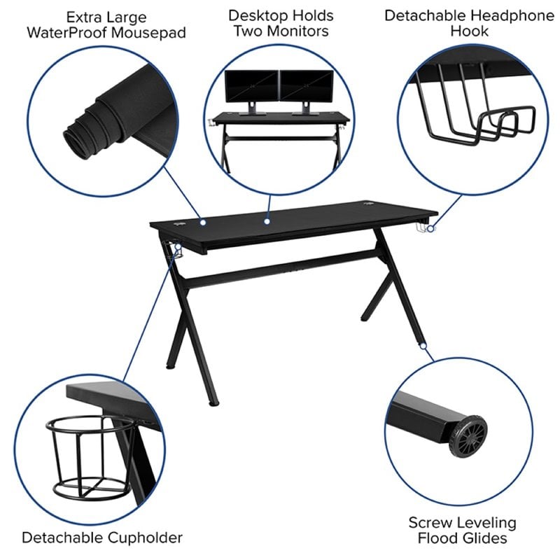 Flash Furniture Gaming Desk and Racing Swivel Chair Set in Black and Camouflage
