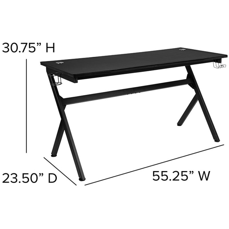 Flash Furniture Gaming Desk and Racing Swivel Chair Set in Black and White