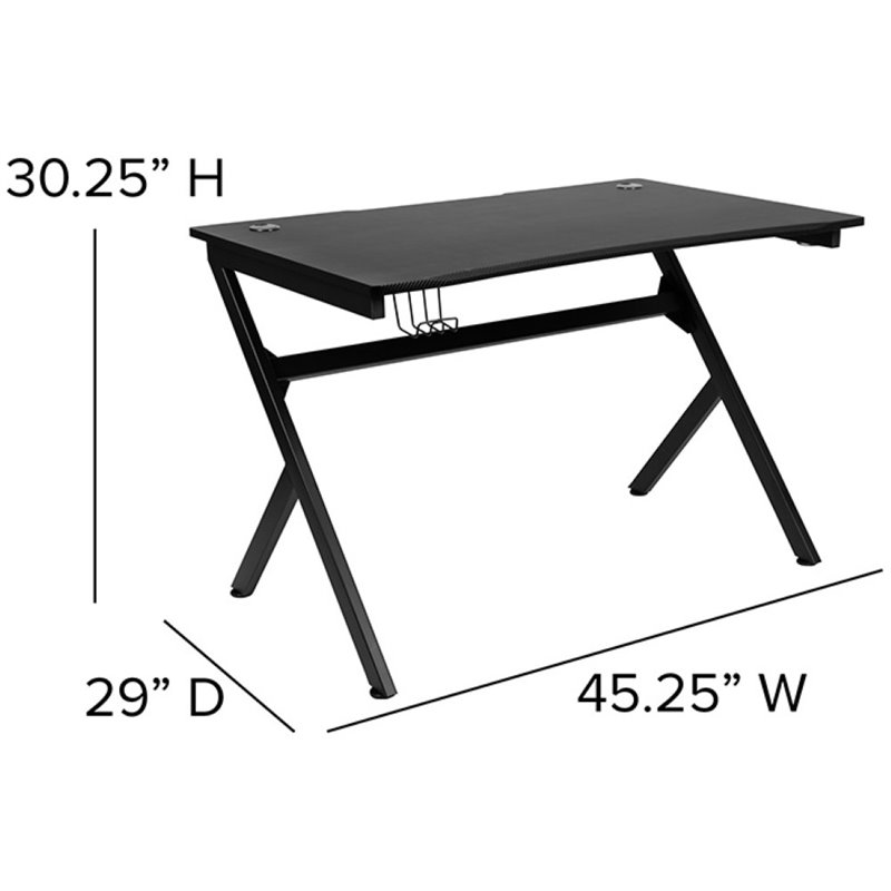 Flash Furniture Gaming Desk and Racing Swivel Chair Set in Black and White